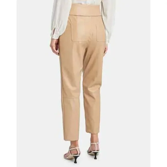 Jonathan Simkhai Tessa Faux Leather Ankle Pants Tie Waist